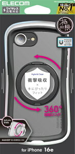 ELECOM�b�G���R�� iPhone 17e / 16e �P�[�X �n�C�u���b�h �J�o�[ �Ռ��z�� MAGKEEP ���͋z�����C�����X�[�d�Ή� ��]���X�^���h�t Grippy �u���b�N PM-A25SGRSTKMBK [�w�ʃP�[�X /Magsafe�Ή�]