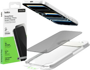 BELKIN�b�x���L�� ScreenForce iPhone 17 Pro InvisiGlass �v���C�o�V�[ �X�N���[���v���e�N�^�[(�S�ʃJ�o�[�^�C�v) OVA213FQ