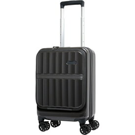 TRAVEL EARTH｜トラベルアース スーツケース ファスナータイプ 旅行日数目安：1泊 約27L 拡張時31L コインロッカーサイズ フロントオープン TSロック搭載 フットストッパー付き インクブラック TE-0905-42-IBK [TSAロック搭載]