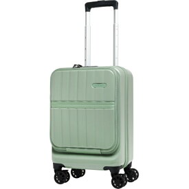 TRAVEL EARTH｜トラベルアース スーツケース ファスナータイプ 旅行日数目安：1泊 約27L 拡張時31L コインロッカーサイズ フロントオープン TSロック搭載 フットストッパー付き アイスグリーン TE-0905-42-IGR [TSAロック搭載]