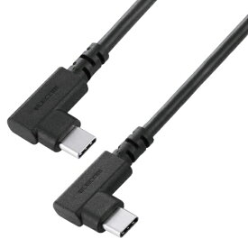 ELECOM｜エレコム USB2.0ケーブル C-Cタイプ 認証品 USB PD対応 最大240W 両端L字コネクタ やわらか 1.0m ブラック L型 ブラック U2C-CLLEY10NBK [USB-C ⇔ USB-C]