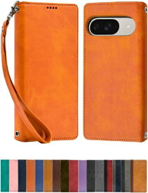 shizukawill｜シズカウィル Google Pixel9 / Pixel9 Pro 手帳型 ケース カバー 本革調 レザーケース オレンジ GOPI9ORANGE