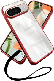 shizukawill｜シズカウィル Google Pixel9 / Pixel9 Pro サイドメッキ ケース カバー クリアケース レッド×クリア GOPI9CLRE