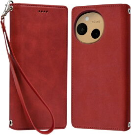 shizukawill｜シズカウィル AQUOS sense9 SH-53E SHG14 手帳型 ケース カバー 本革調 レザーケース レッド SHAQSE9RED