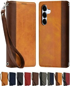 shizukawill｜シズカウィル Galaxy S25 SC-51F SCG31 手帳型 ケース カバー 本革調 レザーケース ブラウン×ダークブラウン SAGAS25BIBDB