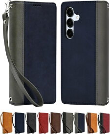shizukawill｜シズカウィル Galaxy S25 SC-51F SCG31 手帳型 ケース カバー 本革調 レザーケース ネイビー×グレー SAGAS25BING