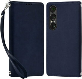 shizukawill｜シズカウィル Xperia 1 VII SO-51F SOG15 手帳型 ケース カバー 本革調 レザーケース ネイビー SOX1M7NAVY