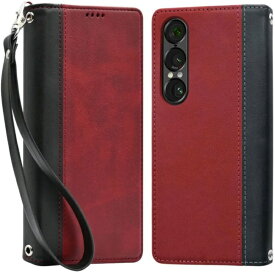 shizukawill｜シズカウィル Xperia 1 VII SO-51F SOG15 手帳型 ケース カバー 本革調 レザーケース レッド×ブラック SOX1M7BIRB