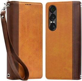 shizukawill｜シズカウィル Xperia 1 VII SO-51F SOG15 手帳型 ケース カバー 本革調 レザーケース ブラウン×ダークブラック SOX1M7BIBDB
