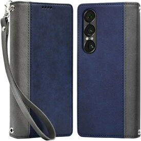 shizukawill｜シズカウィル Xperia 1 VII SO-51F SOG15 手帳型 ケース カバー 本革調 レザーケース ネイビー×グレー SOX1M7BING