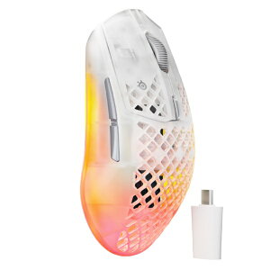 SteelSeries�b�X�e�B�[���V���[�Y �Q�[�~���O�}�E�X USB-C�h���O�� Aerox 3 Wireless Gen 2 Ghost 62715 [���w�� /�L���^����(���C�����X) /6�{�^�� /Bluetooth�EUSB]