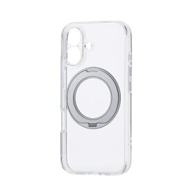 ELECOM｜エレコム iPhone 16 ケース ハイブリッド カバー 衝撃吸収 MAGKEEP 磁力吸着ワイヤレス充電対応 回転式スタンド付 シルバー PM-A24AMGSTKSV