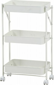 不二貿易｜Fuji Boeki 組立て楽な折畳めるワゴン スパーク（W43.3×D27.6×H73.2cm） オフホワイト 50614