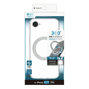 �g���j�e�B�bTrinity iPhone 17e / 16e [Turtle Solid MagStand] �������݌v MagSafe�Ή� �����O�X�^���h�t���n�C�u���b�h�N���A�P�[�X �V���o�[�����O�X�^���h TR-IP26S-TTSLMSS-CSV