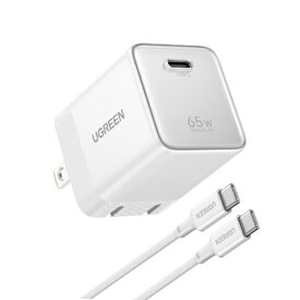 【2026年6月】 UGREEN｜ユーグリーン UGREEN Nexode Air 急速充電器 65W 1ポート シルバーホワイト USB-Cケーブル付き シルバーホワイト 65783 [Quick Charge対応 /1ポート /GaN(窒化ガリウム) 採用]