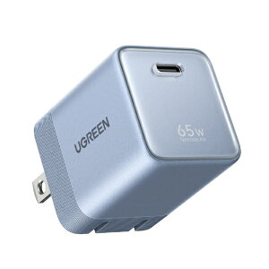 UGREEN�b���[�O���[�� UGREEN Nexode Air �}���[�d�� 65W 1�|�[�g �X�^�[���C�g�u���[ USB-C�P�[�u���t�� �X�^�[���C�g�u���[ 45090 [Quick Charge�Ή� /1�|�[�g /GaN(�����K���E��) �̗p]