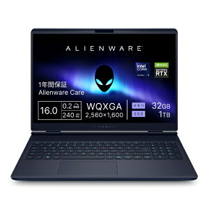DELL�b�f�� �Q�[�~���O�m�[�g�p�\�R�� Alienware 16X Aurora AC16251(RTX 5070Ti ) �C���^�[�X�e���[ �C���f�B�S NAA96-GNC [16.0�^ /Windows11 Home /intel Core Ultra 9 /�������F32GB /SSD�F1TB /2026�N�ă��f��]