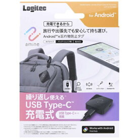 ELECOM｜エレコム スマートタグ Android専用 Find Hub対応 USB-C充電式 紛失防止タグ 防水IPX5 アラーム＋LED発光 鍵・バッグ・リュック用 amine ブラック LGT-UCTG1BKG