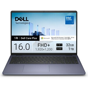 DELL�b�f�� Dell 16 DC16251 ND86-GNM3MC[16.0�C���`/Core 7 �v���Z�b�T�[ 150U/�������F32GB/SSD�F1TB/Microsoft 365 Personal(24������)/Windows 11 Home] �~�b�h�i�C�g�u���[ ND86-GNM3MC [16.0�^ /Windows11 Home /intel Core 7 /������