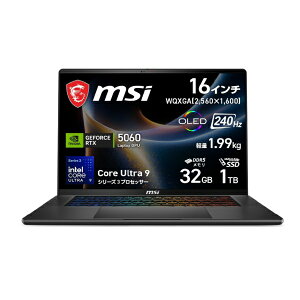 MSI�b�G���G�X�A�C �Q�[�~���O�m�[�g�p�\�R�� Stealth 16 AI+ B3W(RTX 5060) �`���R�[���u���b�N Stealth-16-AI+B3WF-2679JP [Copilot+ PC /16.0�^ /Windows11 Home /intel Core Ultra 9 /�������F32GB /SSD�F1TB /2026�N6�����f��]