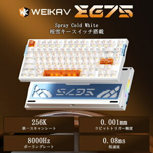 WEIKAV �Q�[�~���O�L�[�{�[�h(���s�b�h�g���K�[�Ή�) EG75(���Ꮂ�E�p��z��) Spray Cold White WEIKAV-EG75-SP-WH [�L�� /�p��z�� /���C�X�C�b�`]
