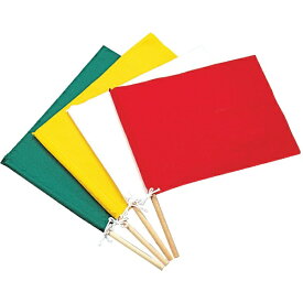 日本緑十字｜JAPAN GREEN CROSS 手旗　赤　300（450）×420mm　布＋木製棒　245004
