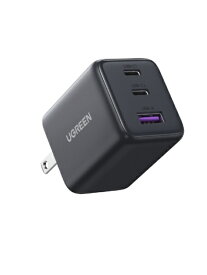 UGREEN｜ユーグリーン UGREEN 30W GaN 急速充電器 USB-C×2 USB-A×1 ブラック ブラック 55537 [PD30W /USB-C×2 /USB-A×1 /3ポート]
