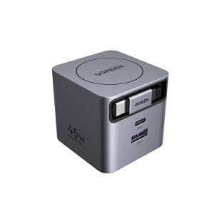 UGREEN�b���[�O���[�� UGREEN 45W GaN������莮�P�[�u���t���}���[�d�� 65821 [Quick Charge�Ή� /3�|�[�g /GaN(�����K���E��) �̗p]