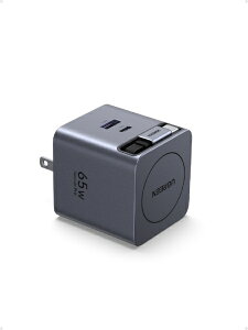 UGREEN�b���[�O���[�� UGREEN 65W GaN������莮�P�[�u���t���}���[�d�� 65824 [Quick Charge�Ή� /3�|�[�g /GaN(�����K���E��) �̗p]
