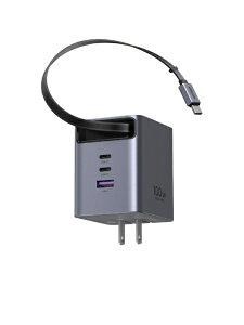 UGREEN�b���[�O���[�� UGREEN 100W GaN������莮�P�[�u���t���}���[�d�� 65827 [Quick Charge�Ή� /4�|�[�g /GaN(�����K���E��) �̗p]