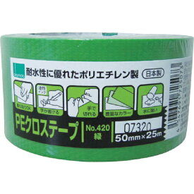 オカモト｜okamoto PEクロステープ包装用 No.420 50ミリ 緑 420G