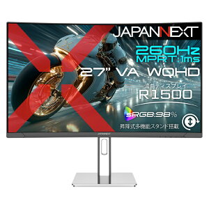 JAPANNEXT�b�W���p���l�N�X�g PC���j�^�[ JN-VC27G260Q-HSP [27�^ /WQHD(2560×1440�j /���C�h /�Ȗʌ^ /260Hz]