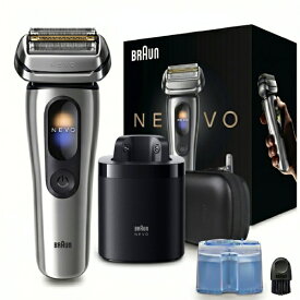 【エントリーで最大2万ポイント当たる｜7/26まで】【2026年07月31日発売】 BRAUN｜ブラウン NEVO シルクシェーバー 洗浄器モデル シルバー NEVO15000C [4枚刃 /AC100V-240V]
