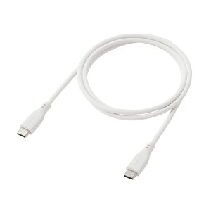 ELECOM�b�G���R�� USB-C �� USB-C�P�[�u�� [�[�d /1.0m /PD60W] (�X�}�z�E�^�u���b�g����/�Ȃ߂炩) �z���C�g MPA-CCFCSS10WH [USB-C �� USB-C]