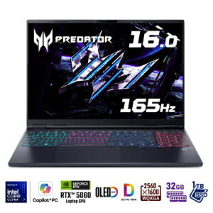ACER�b�G�C�T�[ Predator Helios Neo/16/CU7-356H/RTX5060/32/1T/w11 PHN16S-I51-N73Z56 [Copilot+ PC /16.0�^ /Windows11 Home /intel Core Ultra 7 /�������F32GB /SSD�F1TB]