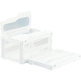 三甲｜サンコー フタ一体型折りたたみコンテナー マドコンライト 42.6L スライドロック付 ホワイト SKMLO-C-40B-WH