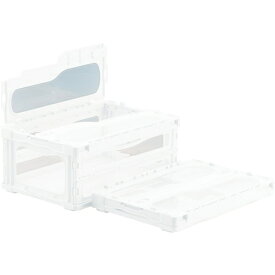 三甲｜サンコー フタ一体型折りたたみコンテナー マドコンライト 34.1L スライドロック付 ホワイト SKMLO-C-30B-WH