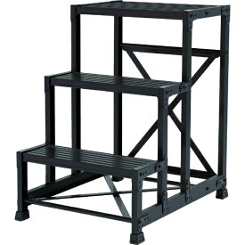 トラスコ中山｜TRUSCO NAKAYAMA 作業用踏台　アルミ製・高強度タイプ　3段　ブラック　TSF369BK