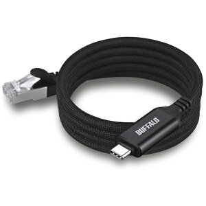 BUFFALO�b�o�b�t�@���[ USB-C �� LAN �P�[�u�� [�L��LAN /1.0m /1Gbps�Ή�] �u���b�N LUAMC-U3CG10BK [1Giga�Ή�]