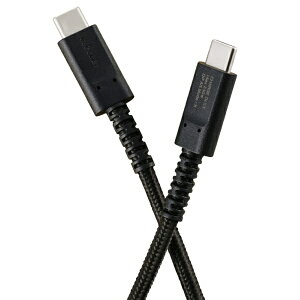 ELECOM�b�G���R�� USB-C �� USB-C�P�[�u�� [�[�d /1.0m /PD240W] (�ϋv) �u���b�N USB-CCFCPS10BK [USB-C �� USB-C]