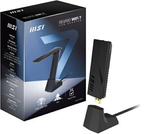 MSI�b�G���G�X�A�C ����LAN�q�@ USB-A�ڑ� 2880�{2880�{688Mbps (Windows11�Ή�) BE6500 WiFi 7 USB Adapter [Wi-Fi 7(be)]