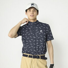 フィラゴルフ｜FILA GOLF メンズ ハーフジップ半袖シャツ ネイビー 746676 [メンズ /Mサイズ]【返品交換不可】