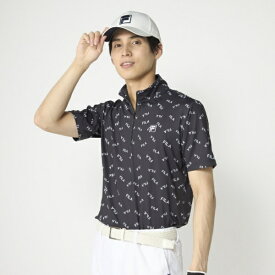 フィラゴルフ｜FILA GOLF メンズ ハーフジップ半袖シャツ ブラック 746676 [メンズ /3Lサイズ]【返品交換不可】