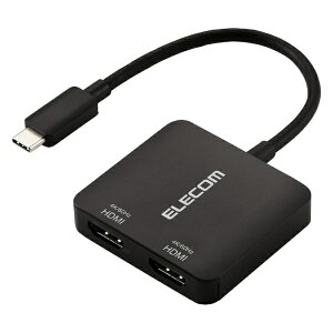 ELECOM�b�G���R�� �f���ϊ��A�_�v�^ [USB-C �I�X�����X HDMIx2] 4K�Ή� �u���b�N AD-C2HDMIBK [4K]