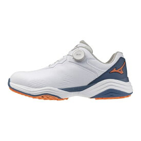 mizuno｜ミズノ ゴルフシューズ ミズノネオインパクト + エナジー ワイド ボア MIZUNO NEO IMPACT + ENERZY WIDE BOA ホワイト×オレンジ×ブルー 51GQ2691 [メンズ /27.0cm /幅:4E]【返品交換不可】