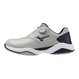 mizuno｜ミズノ ゴルフシューズ ミズノネオインパクト エナジー ワイド ボア MIZUNO NEO IMPACT ENERZY WIDE BOA グレー×ネイビー 51GQ2693 [メンズ /26.5cm /幅:4E]【返品交換不可】