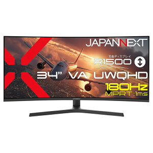 JAPANNEXT�b�W���p���l�N�X�g �Q�[�~���O���j�^�[ JN-VC34G180-HS [34�^ /UWQHD(3440×1440�j /���C�h /�Ȗʌ^ /180Hz]