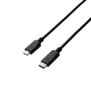 ELECOM�b�G���R�� USB-C �� micro USB�P�[�u�� [�[�d /�]�� /1m /USB2.0] �u���b�N U2C-CMB10NBK�yrb_ cable_cpn�z