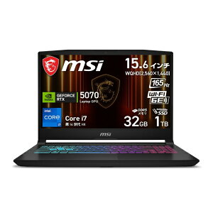 MSI�b�G���G�X�A�C �Q�[�~���O�m�[�g�p�\�R�� Katana 15 HX B14W(RTX 5070) �u���b�N Katana-15-HX-B14WGK-5070JP [�������F32GB /SSD�F1TB /intel Core i7 /Windows11 Home /15.6�^ /2026�N9�����f��]