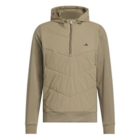 アディダス｜adidas メンズ CLIMAWARM+ 撥水 防風 ハーフジップ ハイブリッド ストレッチフーディー カーキ P4125 [メンズ /J/Mサイズ]【返品交換不可】